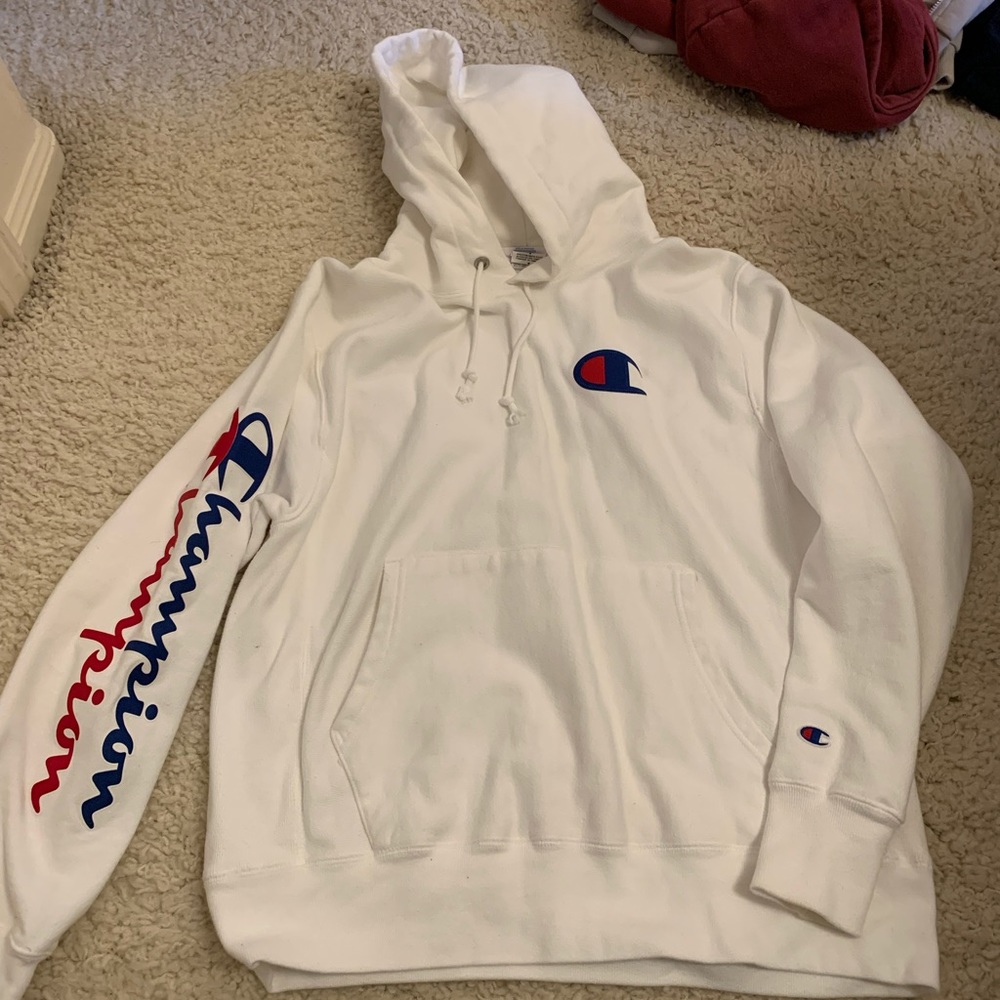 White BRAND NEW champion hoodie!